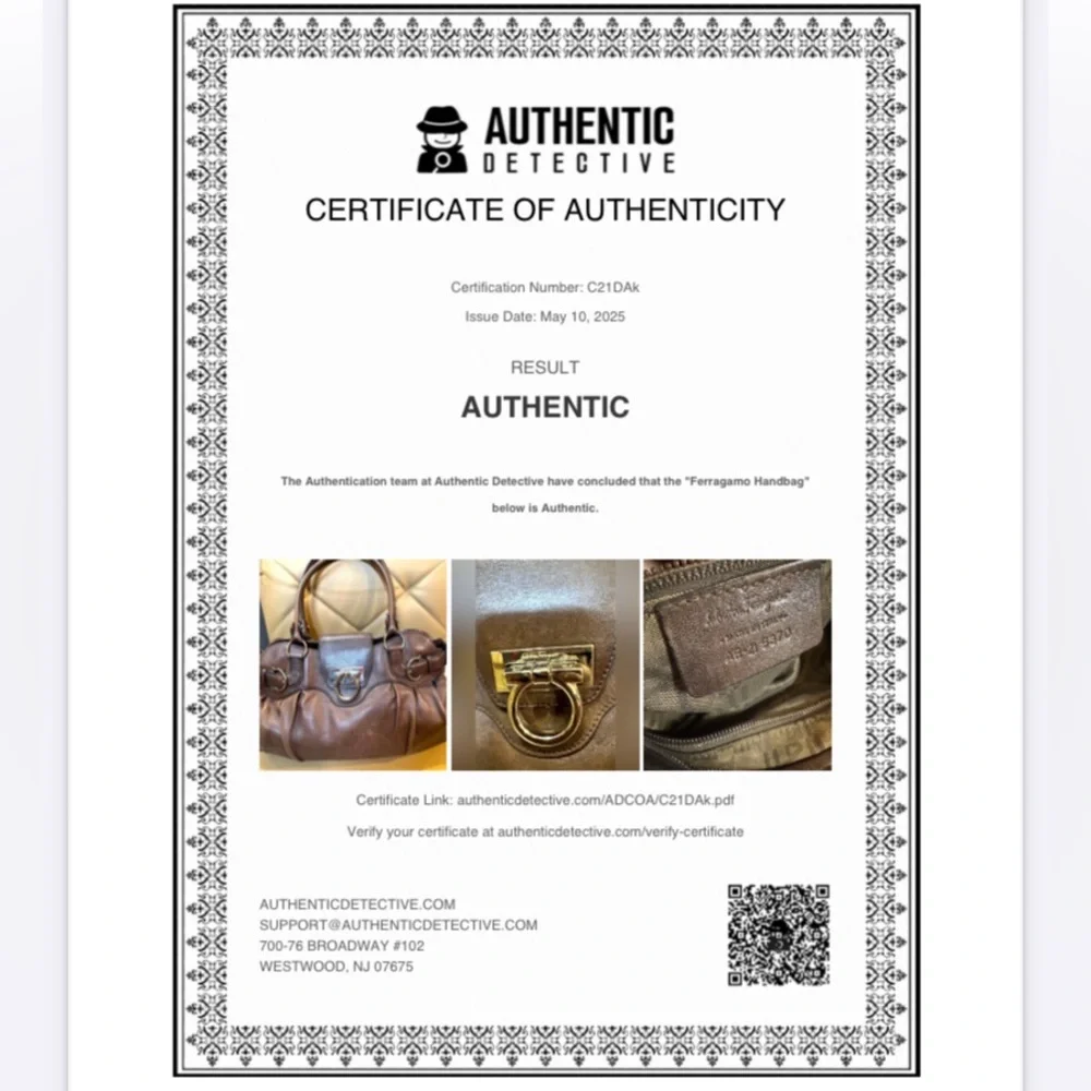 Salvatore Ferragamo Gancini Satchel in Brown Leather - Picture 10 of 16